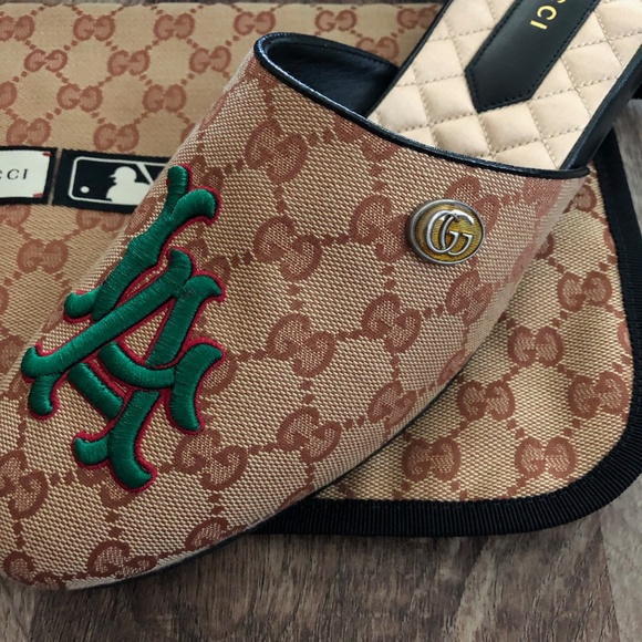 GUCCI LA Flamel Mules MLB Collab LA Dodgers - Picture 3 of 8